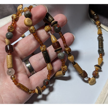 Earthy Handmade Mixed Media Beaded Necklace