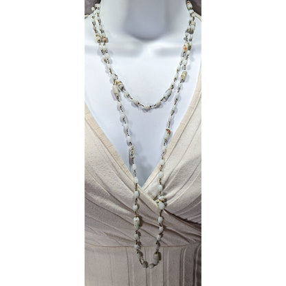 Vintage Handmade Mottled Rainbow Milk Glass Beaded Necklace