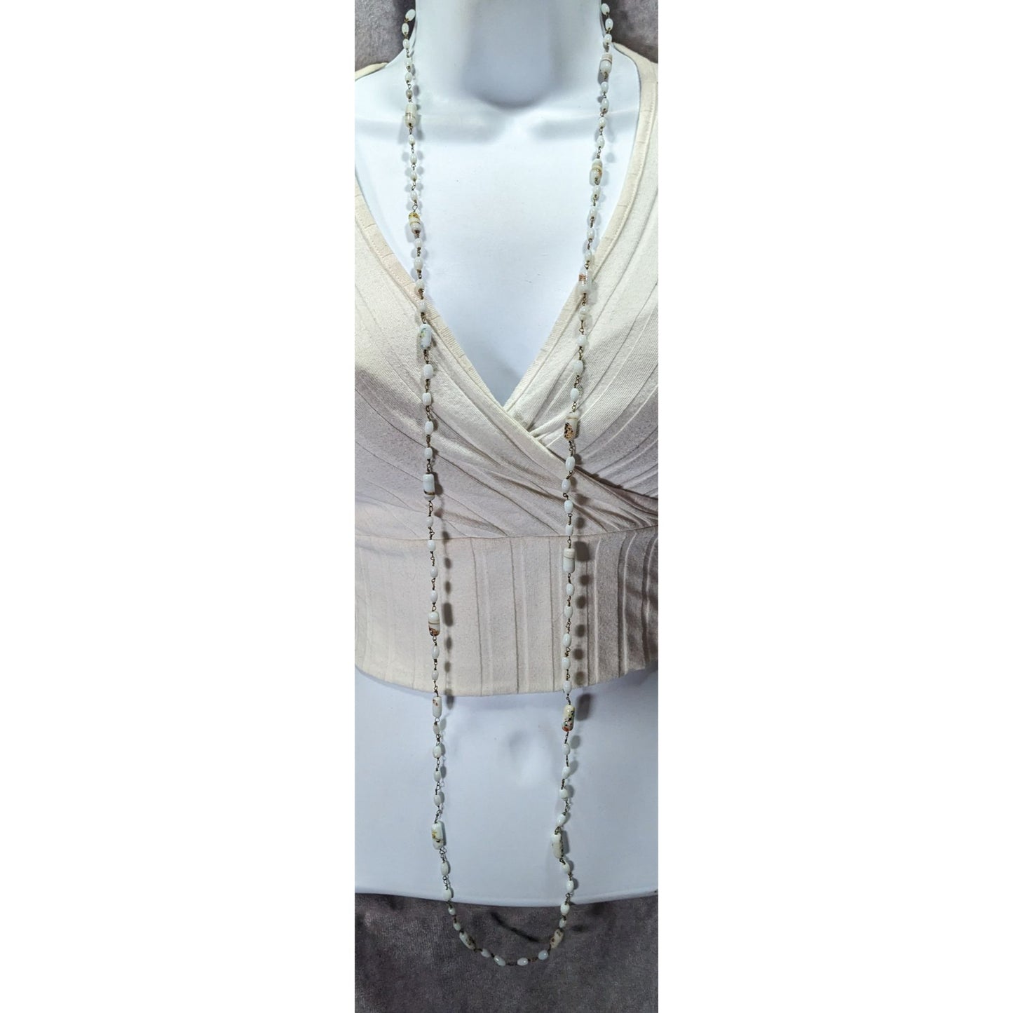 Vintage Handmade Mottled Rainbow Milk Glass Beaded Necklace