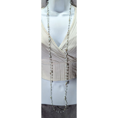 Vintage Handmade Mottled Rainbow Milk Glass Beaded Necklace