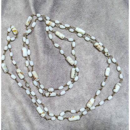 Vintage Handmade Mottled Rainbow Milk Glass Beaded Necklace