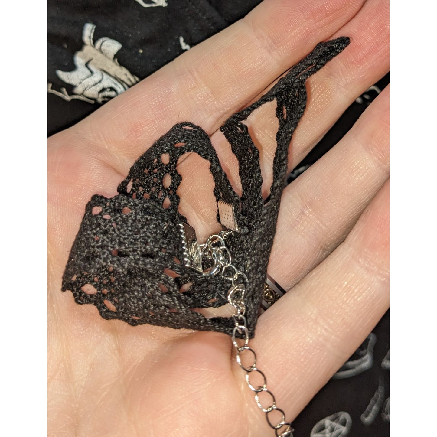 Black Sawtooth Lace Choker Necklace Gothic Victorian Dark Romantic Alt Jewelry