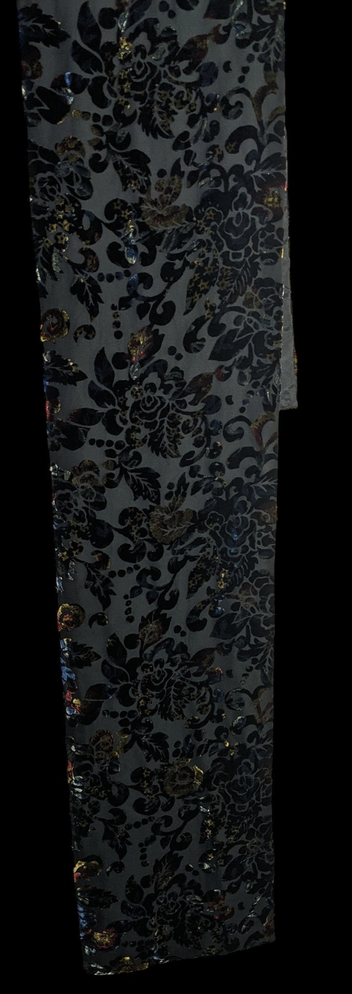 Vintage Dark Rainbow Burnt Velvet Floral Scarf