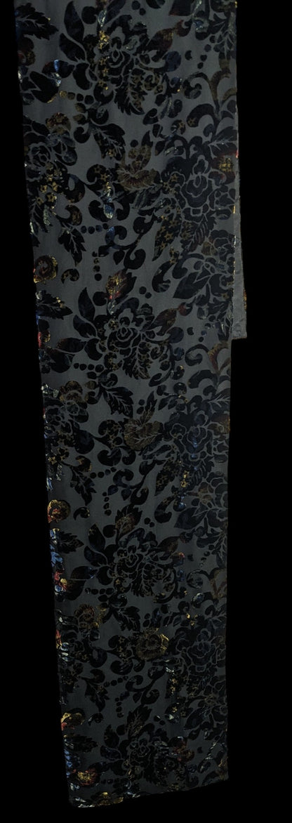 Vintage Dark Rainbow Burnt Velvet Floral Scarf
