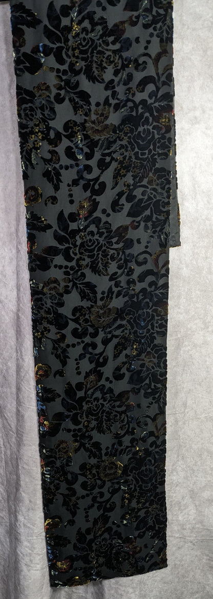 Vintage Dark Rainbow Burnt Velvet Floral Scarf