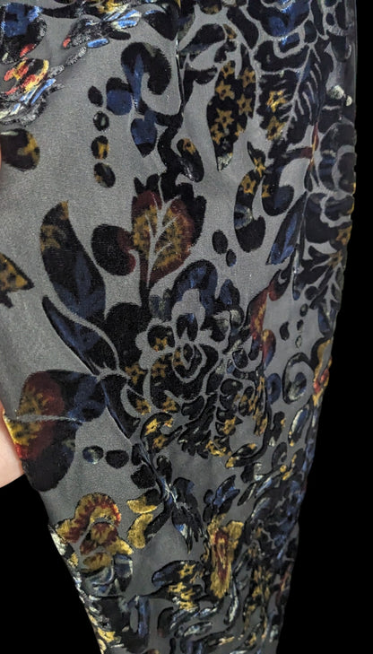 Vintage Dark Rainbow Burnt Velvet Floral Scarf