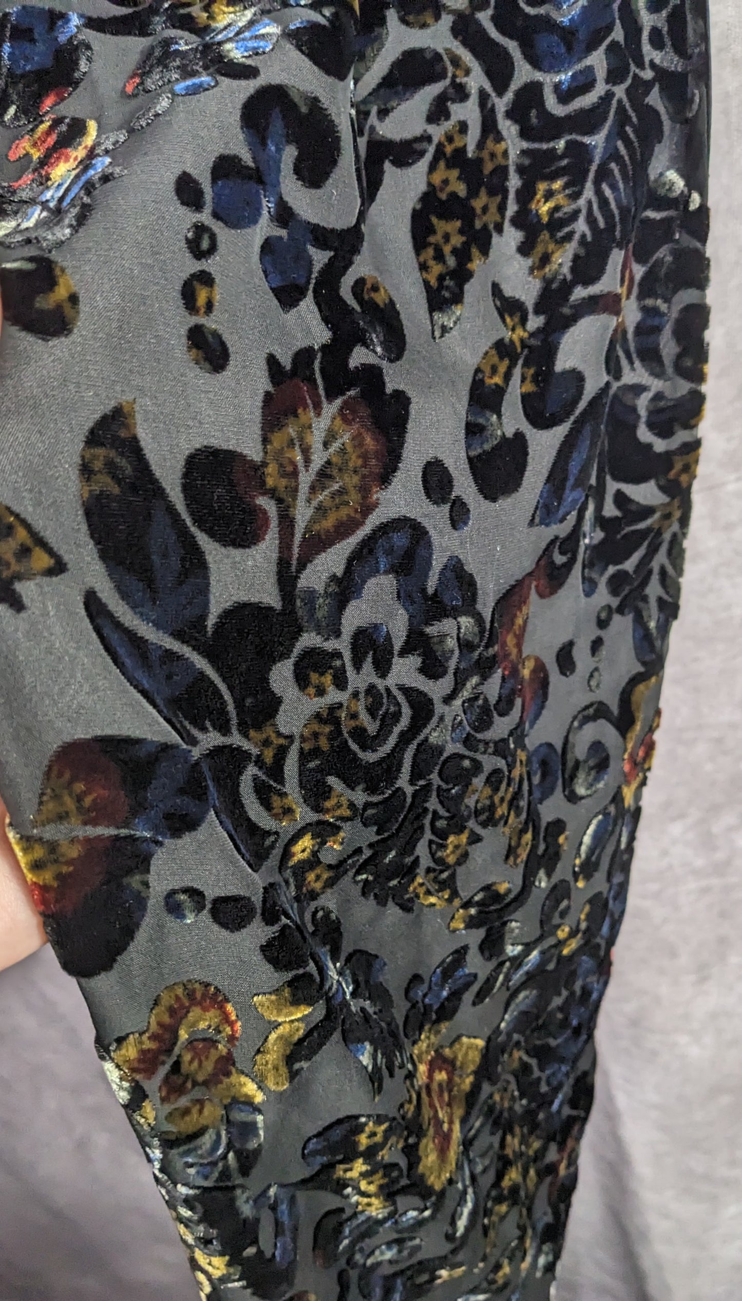 Vintage Dark Rainbow Burnt Velvet Floral Scarf