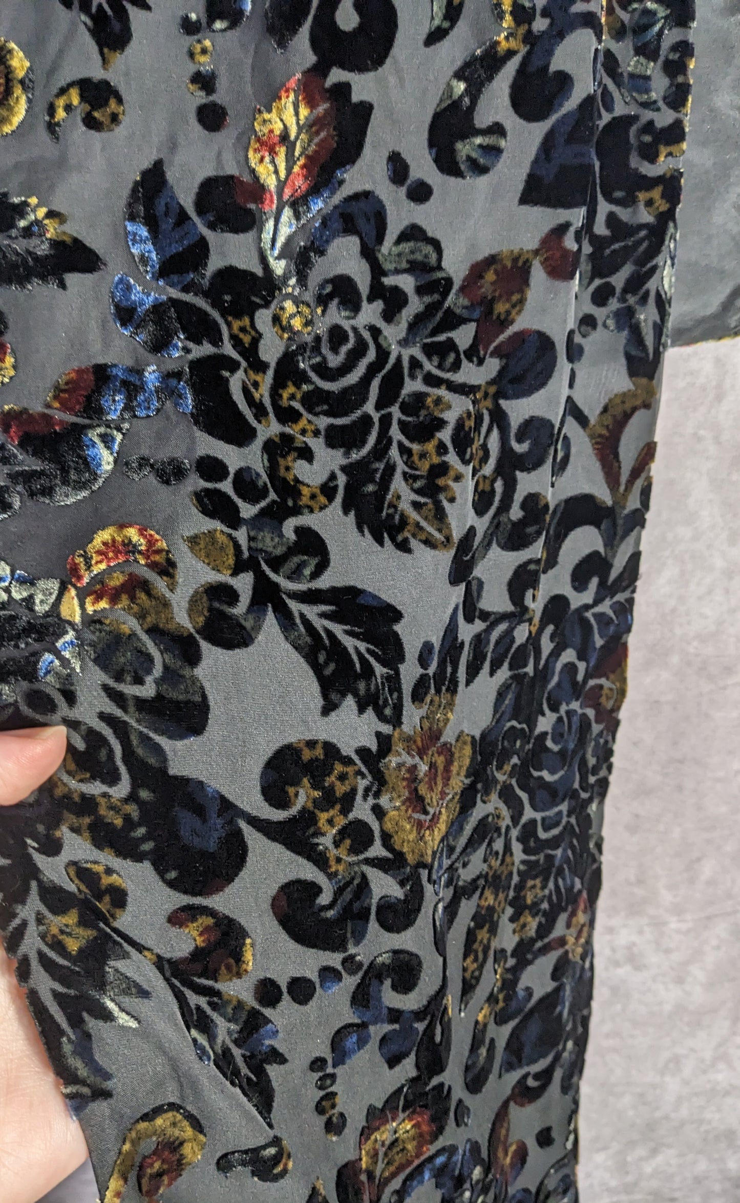 Vintage Dark Rainbow Burnt Velvet Floral Scarf