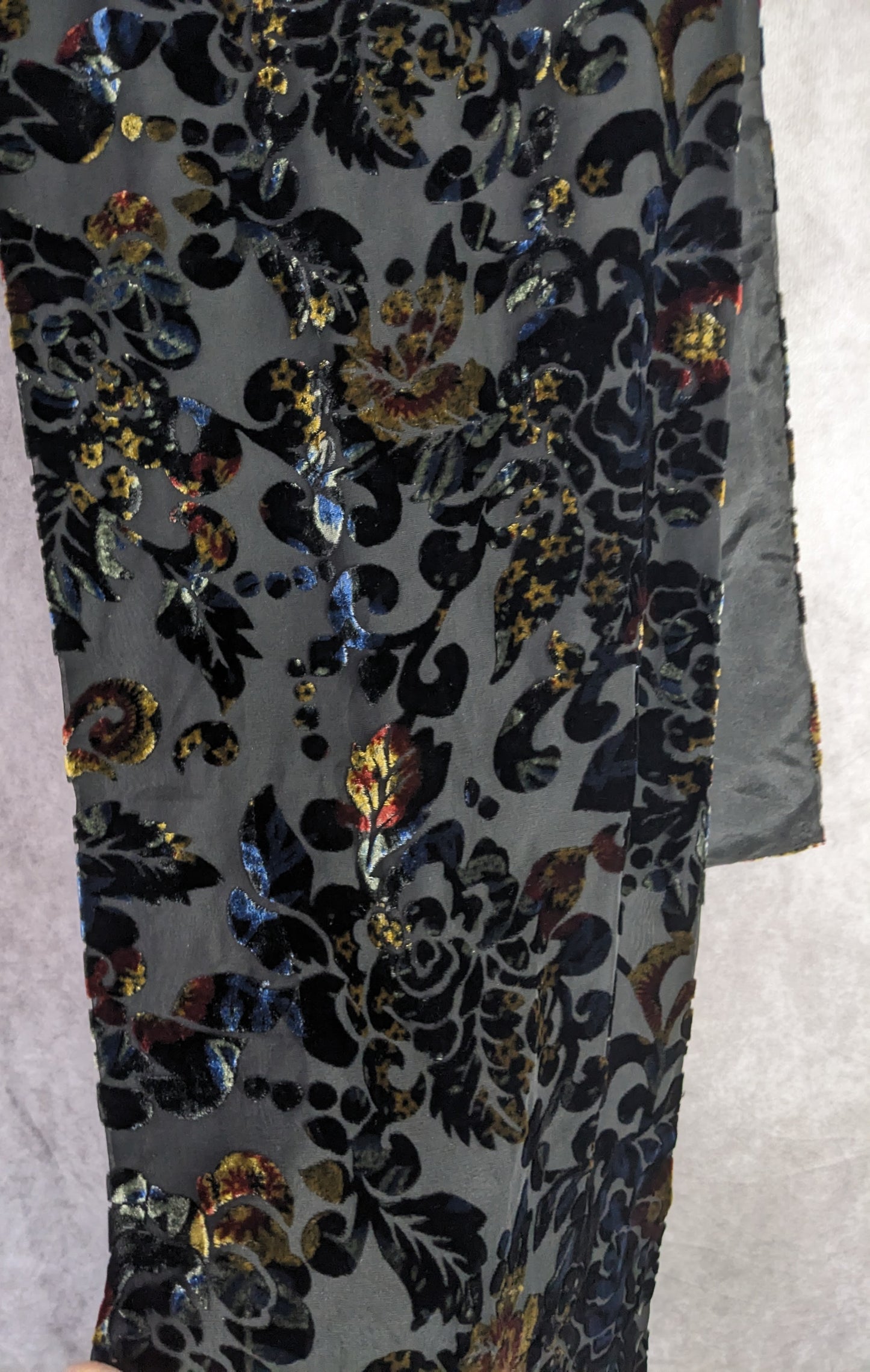 Vintage Dark Rainbow Burnt Velvet Floral Scarf