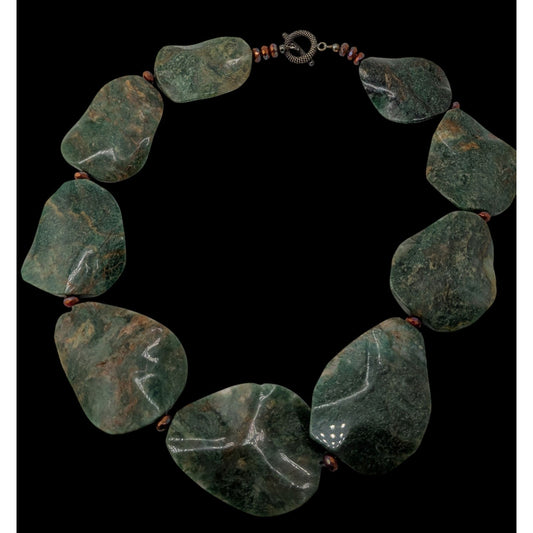 Vintage Chunky  Green Jasper Statement Necklace