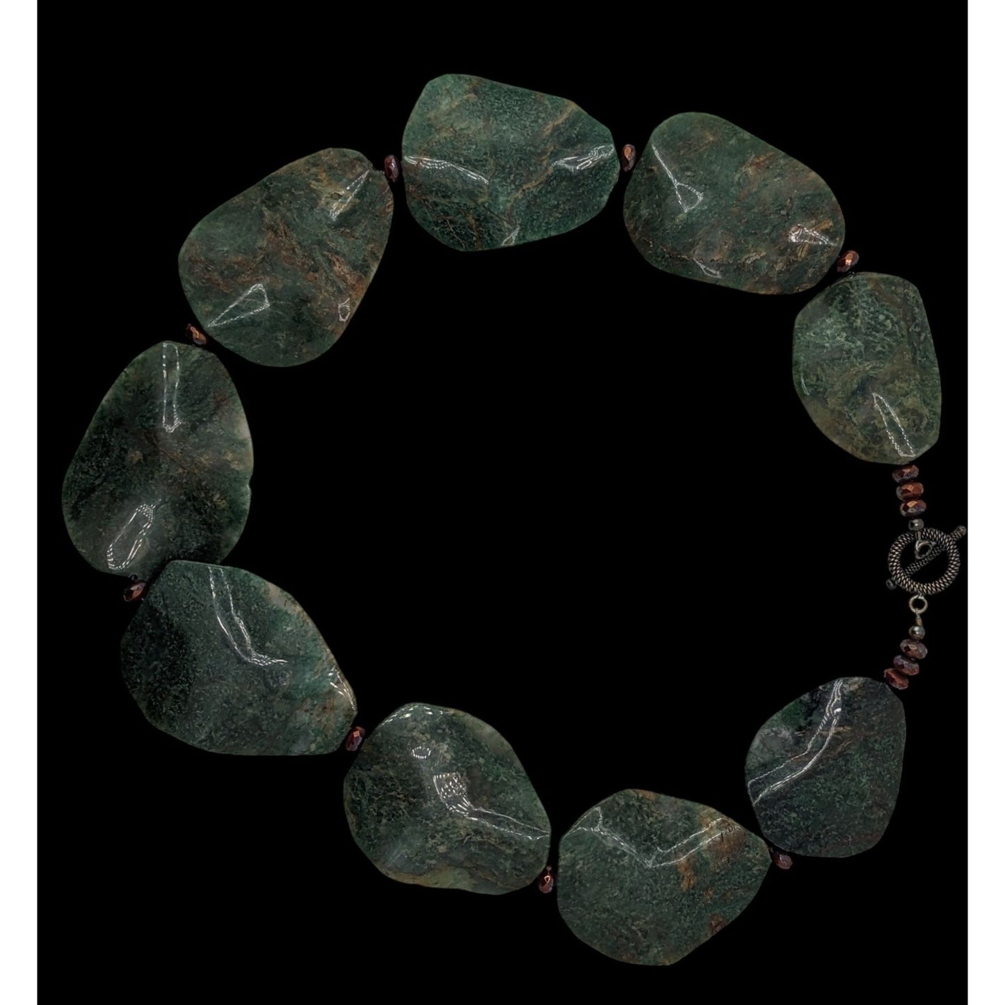 Vintage Chunky  Green Jasper Statement Necklace