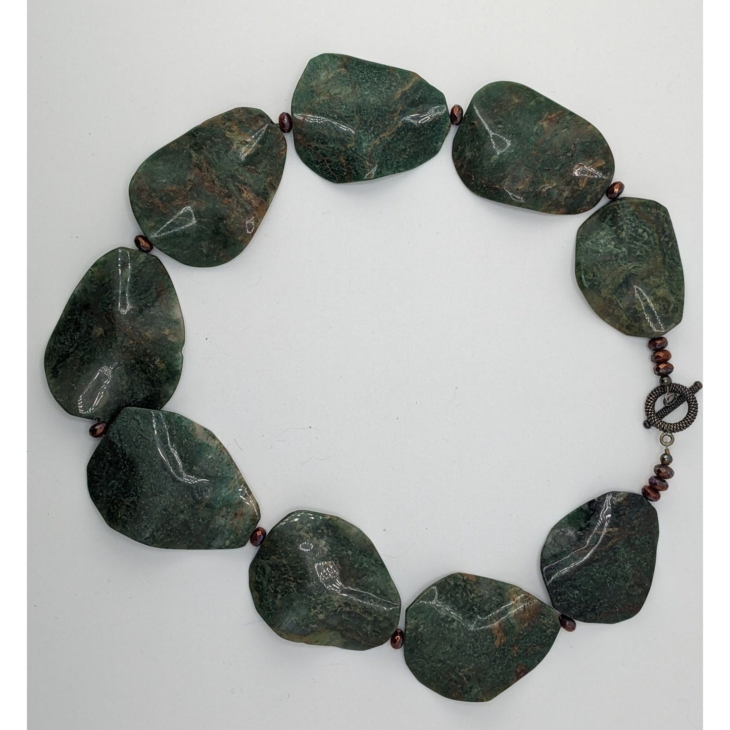 Vintage Chunky  Green Jasper Statement Necklace