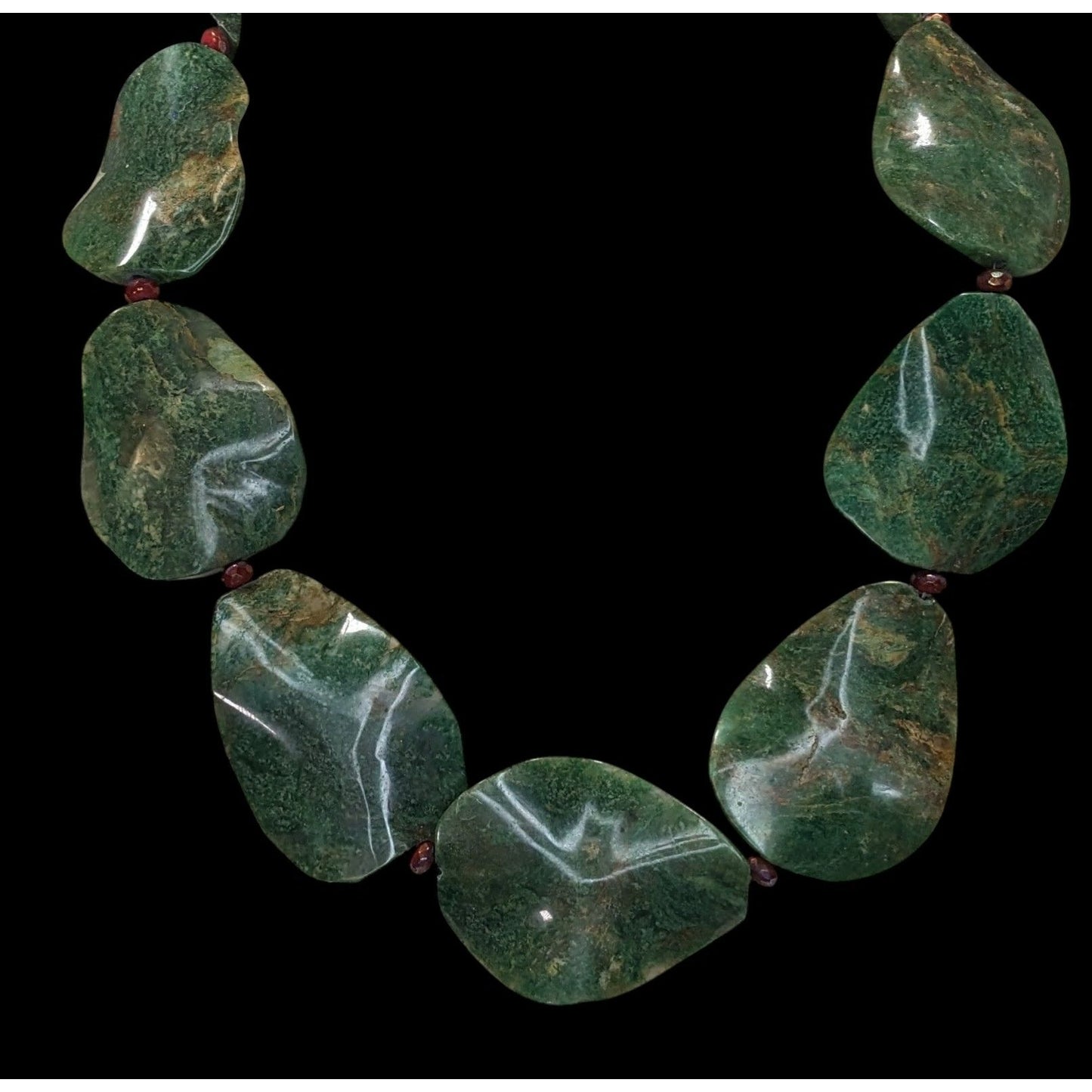 Vintage Chunky  Green Jasper Statement Necklace