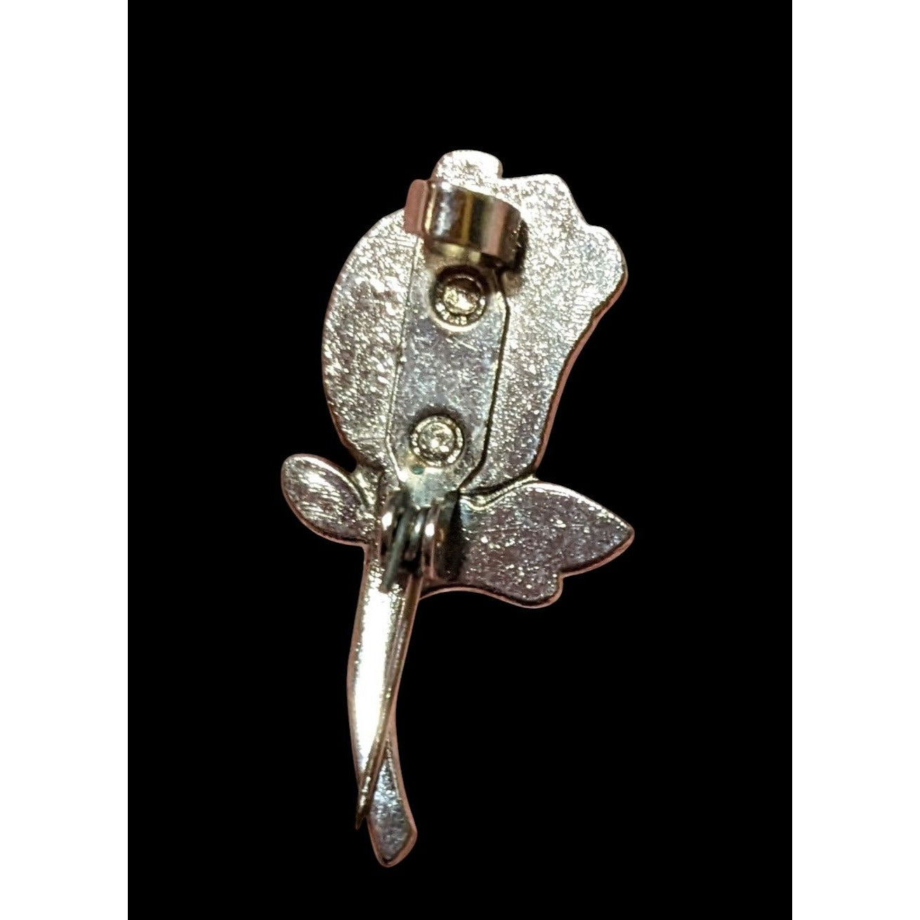 Vintage Rosebud Enamel Rhinestone Brooch