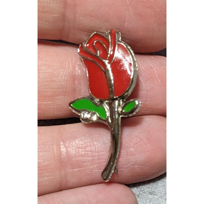 Vintage Rosebud Enamel Rhinestone Brooch