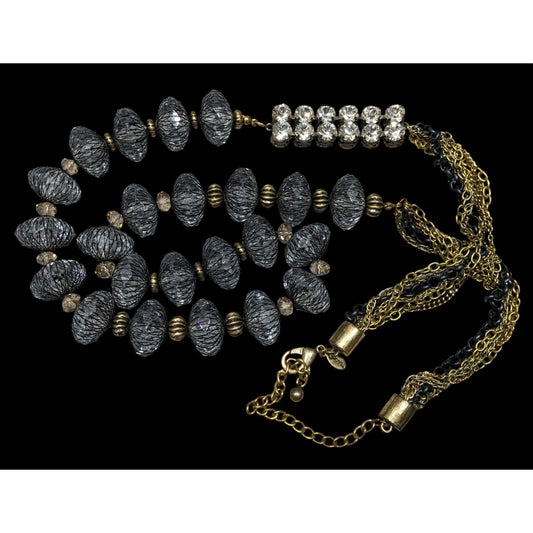 Chico's Chunky Glam Beaded Necklace With Rhinestone Accents