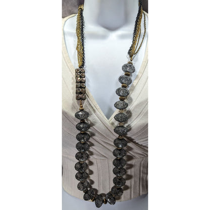 Chico's Chunky Glam Beaded Necklace With Rhinestone Accents