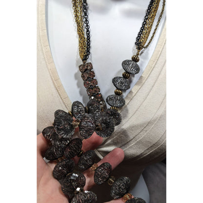 Chico's Chunky Glam Beaded Necklace With Rhinestone Accents