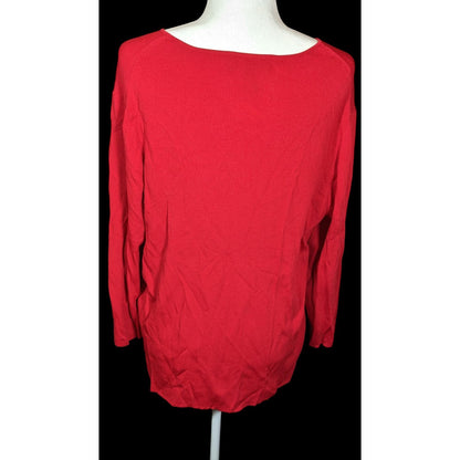 Cable & Gauge Red Long Sleeve Top With Woven Cutout