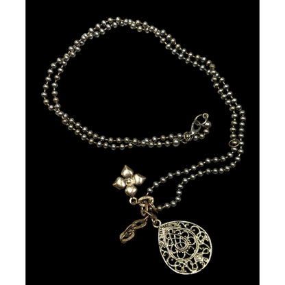 Bohemian Floral Gold Tone Charm Cluster Pendant Necklace