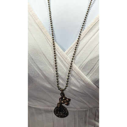 Bohemian Floral Gold Tone Charm Cluster Pendant Necklace