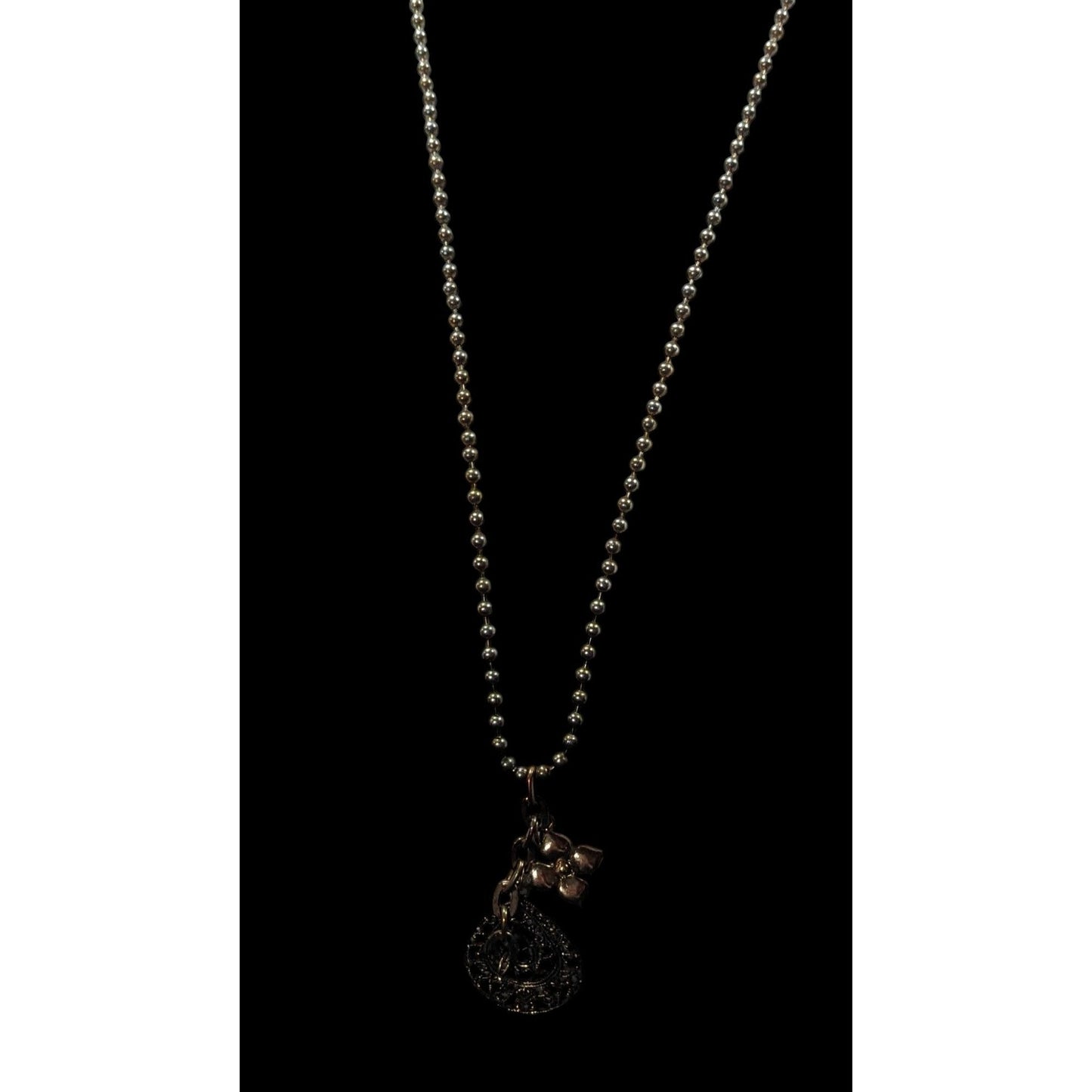 Bohemian Floral Gold Tone Charm Cluster Pendant Necklace