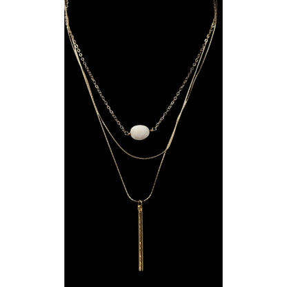 Elegant Multilayer Gold Tone Chain And Pendant Necklace