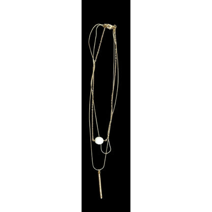 Elegant Multilayer Gold Tone Chain And Pendant Necklace