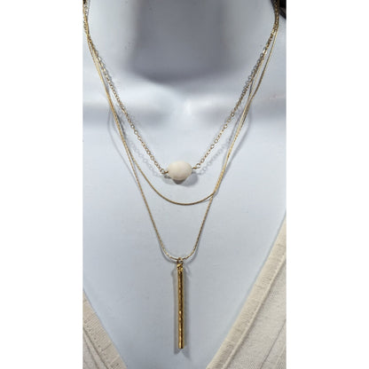 Elegant Multilayer Gold Tone Chain And Pendant Necklace