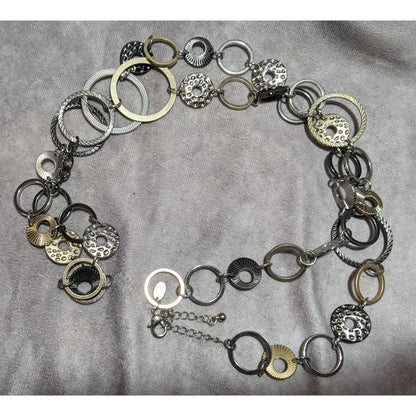 Lia Sophia Metallic Ring And Disc Necklace