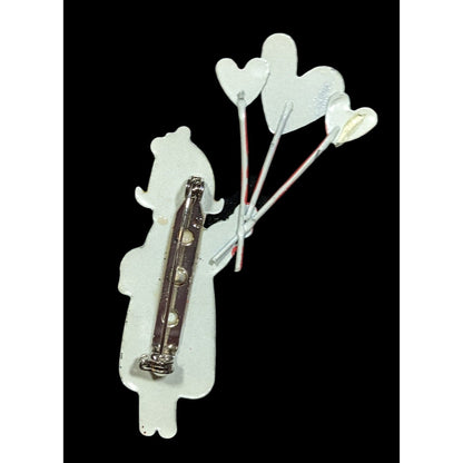 Vintage Valentine Be Min Balloon Painted Metal Brooch