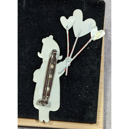 Vintage Valentine Be Min Balloon Painted Metal Brooch