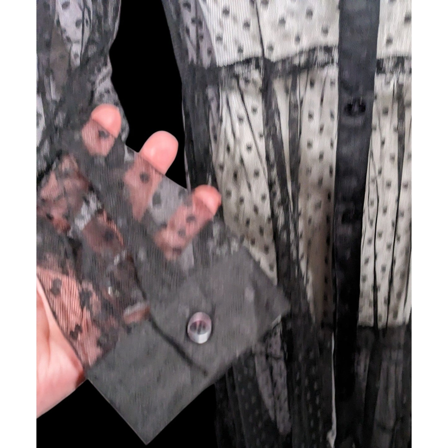 Vintage Spoon Jeans Sheer Black Polka Dot Maxi Dress