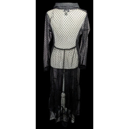 Vintage Spoon Jeans Sheer Black Polka Dot Maxi Dress