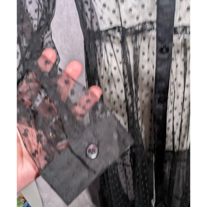 Vintage Spoon Jeans Sheer Black Polka Dot Maxi Dress