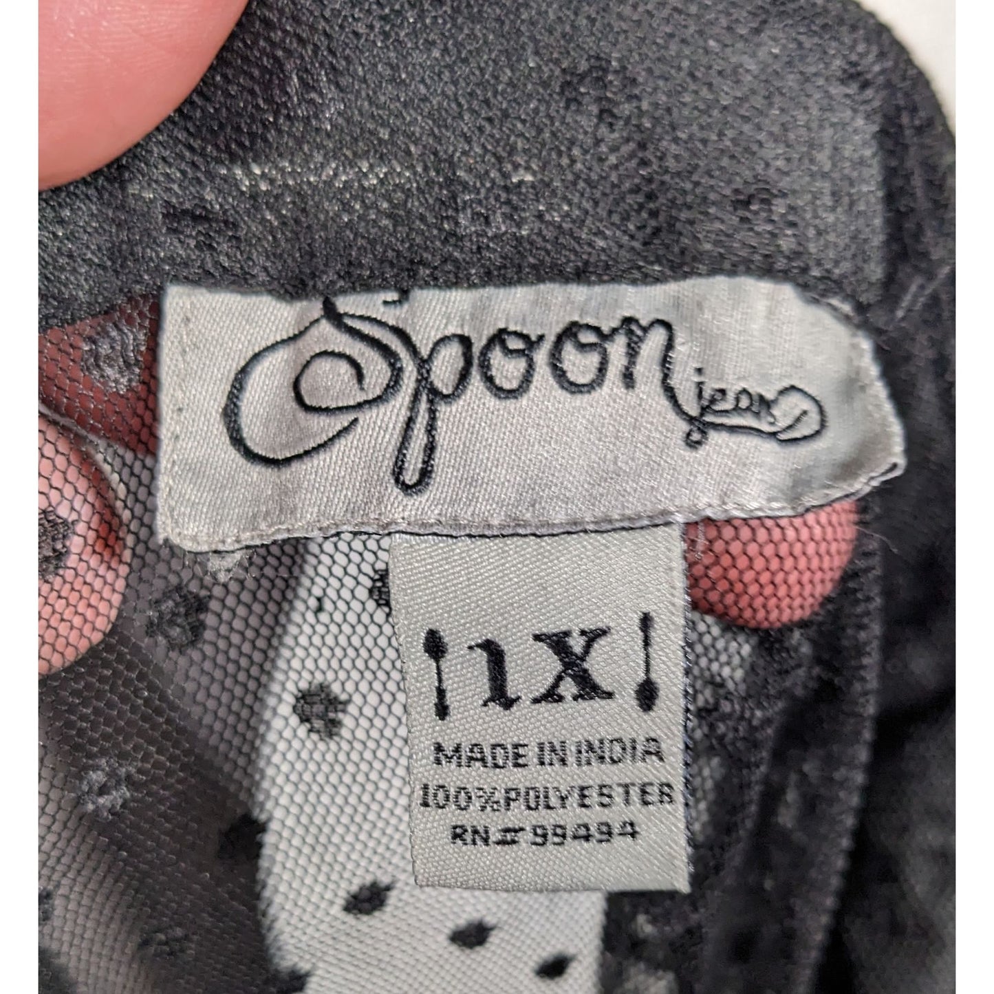 Vintage Spoon Jeans Sheer Black Polka Dot Maxi Dress