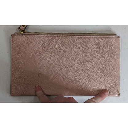 Michael Kors Dusty Rose Pebbled Leather Wristlet 5.5x10 Inches With 6.5-Inch Strap & Gold-Tone Zipper Closure
