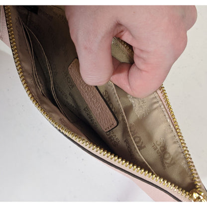 Michael Kors Dusty Rose Pebbled Leather Wristlet 5.5x10 Inches With 6.5-Inch Strap & Gold-Tone Zipper Closure