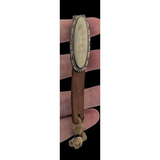 Boho Leather Bracelet With Faux Stone & Adjustable Cord
