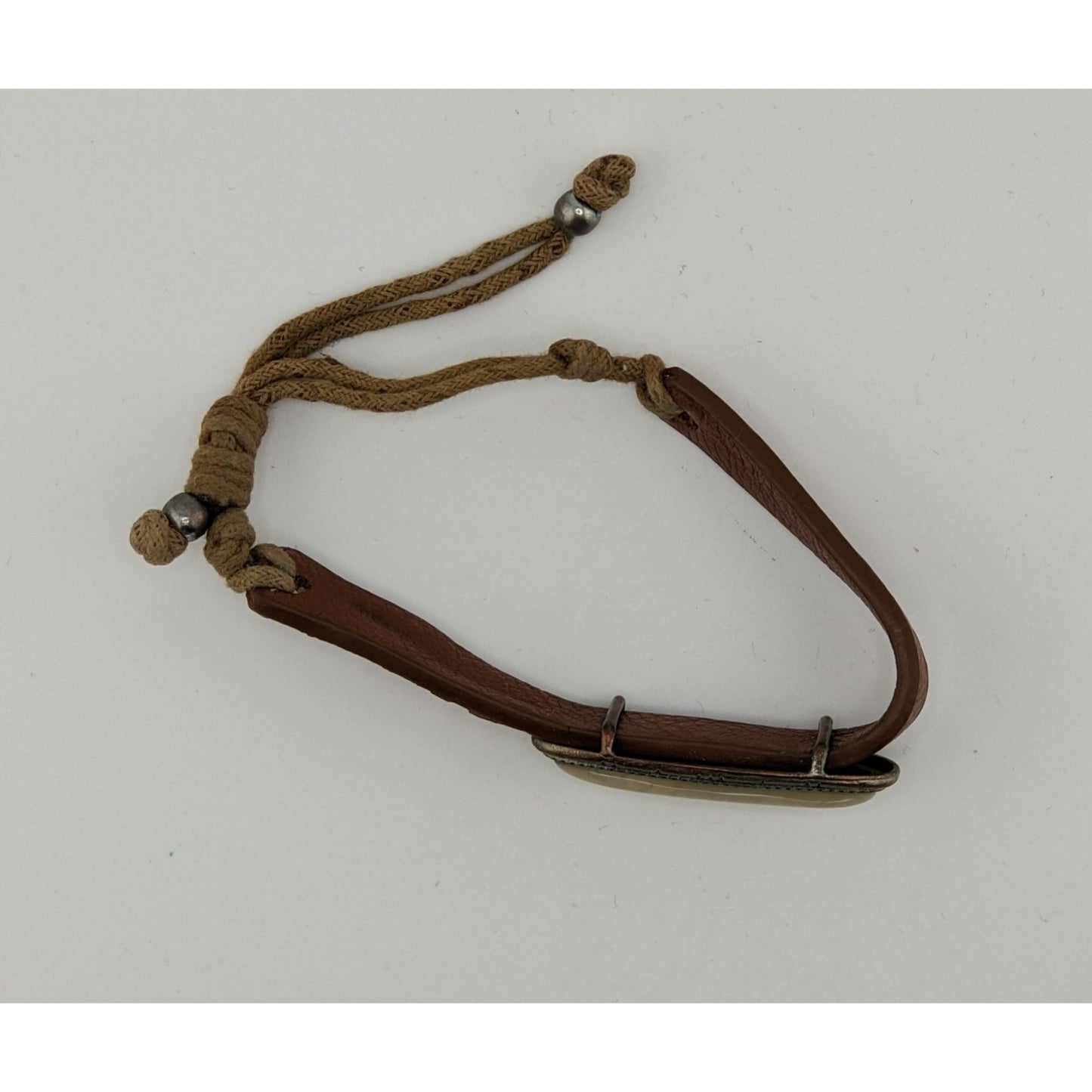 Boho Leather Bracelet With Faux Stone & Adjustable Cord