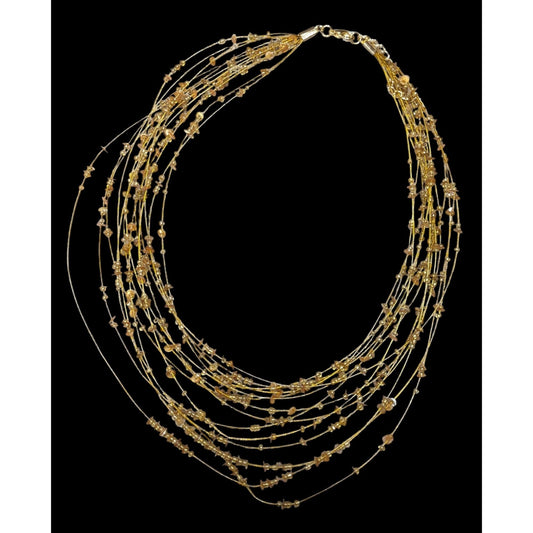 Whimsical Glam Gold Tone Floating Multilayer Necklace