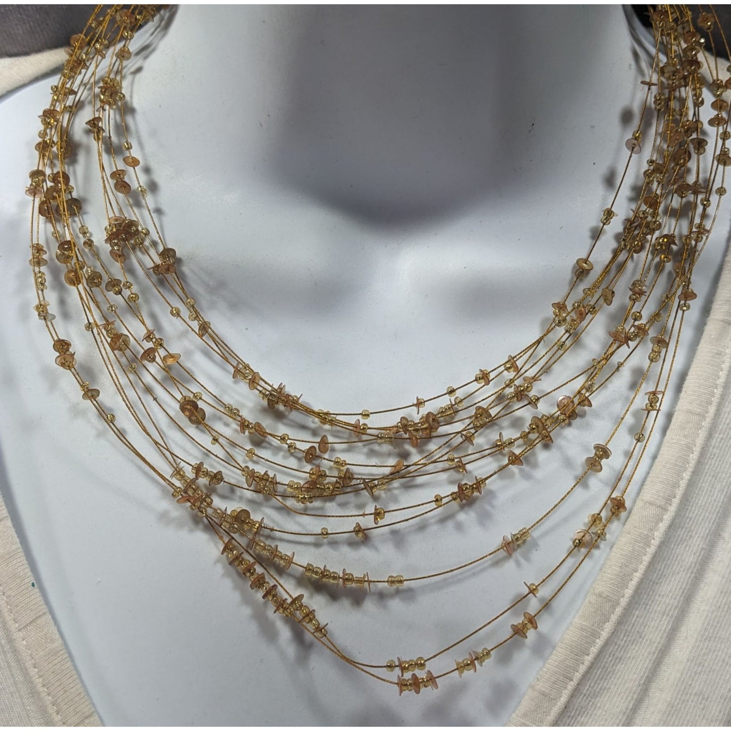 Whimsical Glam Gold Tone Floating Multilayer Necklace