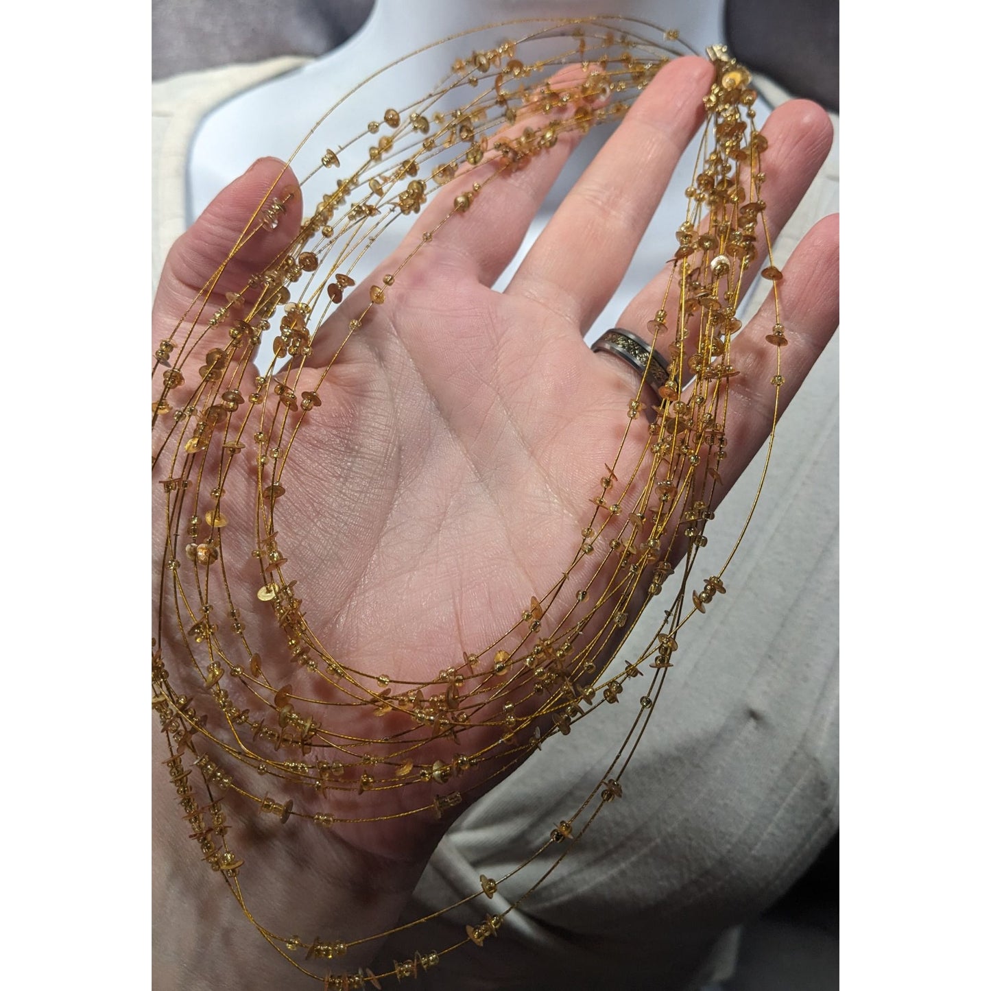 Whimsical Glam Gold Tone Floating Multilayer Necklace