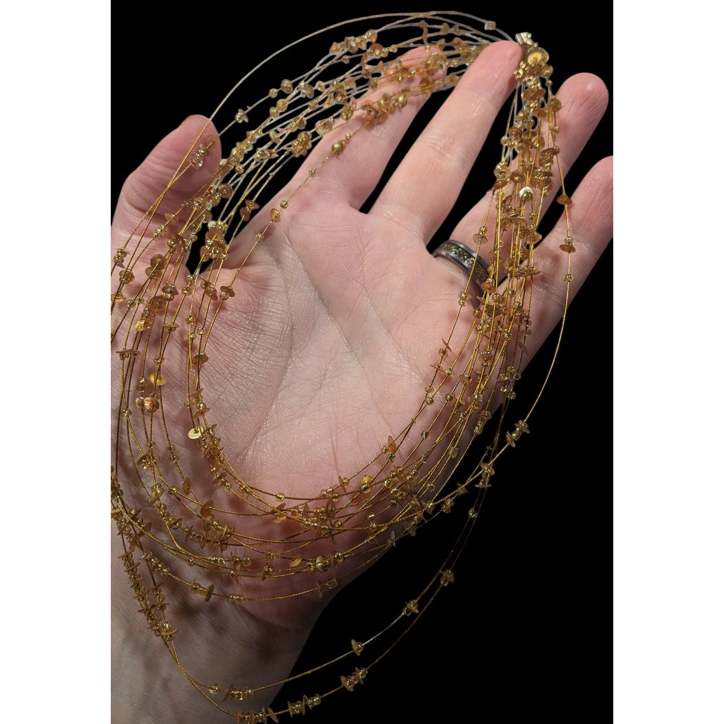 Whimsical Glam Gold Tone Floating Multilayer Necklace