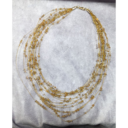 Whimsical Glam Gold Tone Floating Multilayer Necklace
