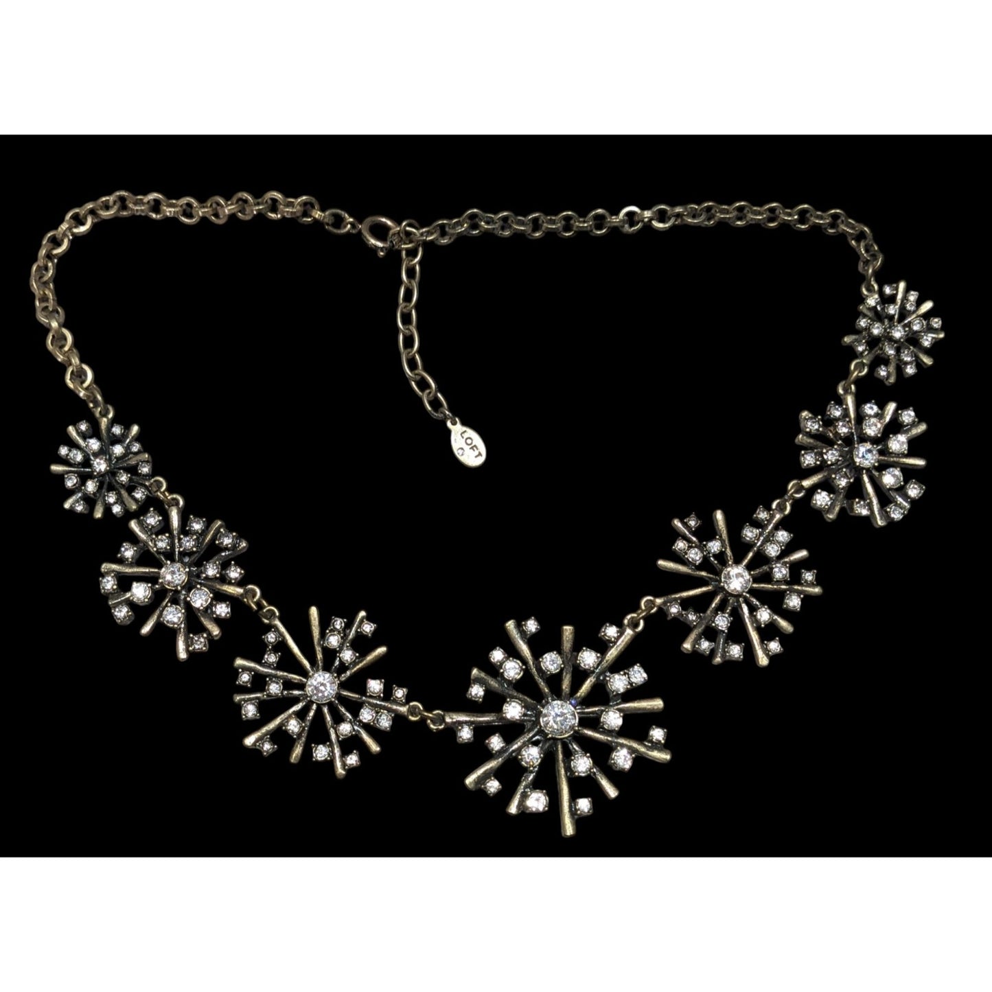 Vintage Loft Crystal Burst Snowflake Statement Necklace