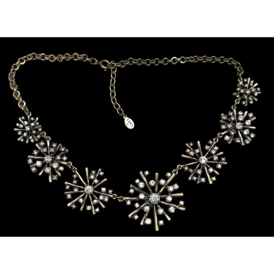 Vintage Loft Crystal Burst Snowflake Statement Necklace