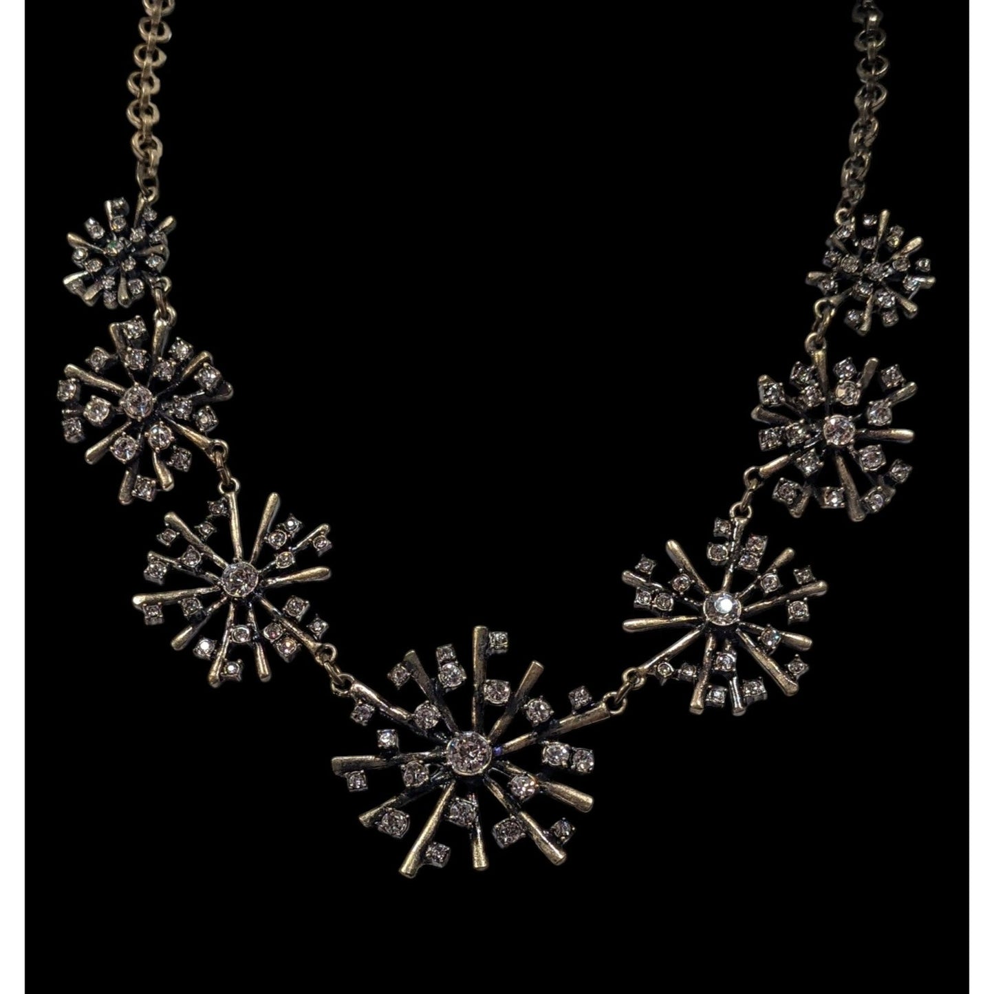 Vintage Loft Crystal Burst Snowflake Statement Necklace