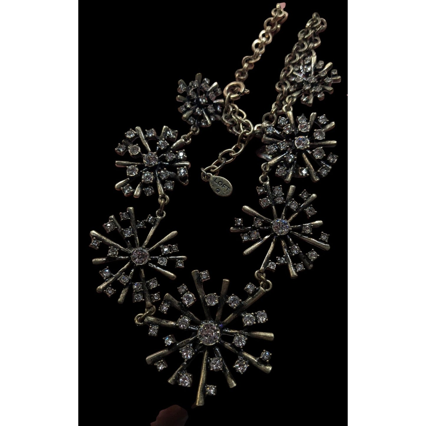 Vintage Loft Crystal Burst Snowflake Statement Necklace