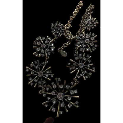 Vintage Loft Crystal Burst Snowflake Statement Necklace